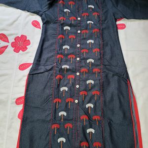 Denim Collar Kurta For Women