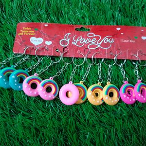 Set Of 12 Donut Keychains