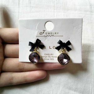 Grey Bow Earrings