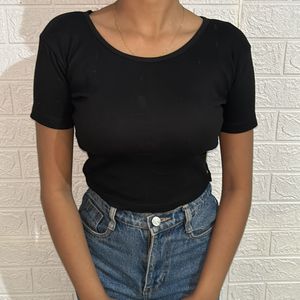 Flash Sale - Fitted Ribbed Black Top