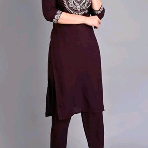 Burgundy Kurti Set Cotton