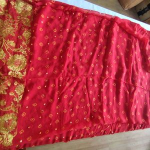 Red And Gold Saree (Women's)