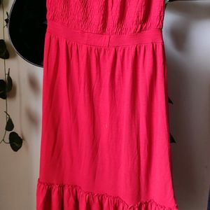 Frill Frock Red Color Strapless