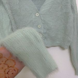 Korean Furry Crop Cardigan