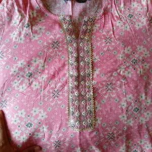 Floral Print Pink Kurta