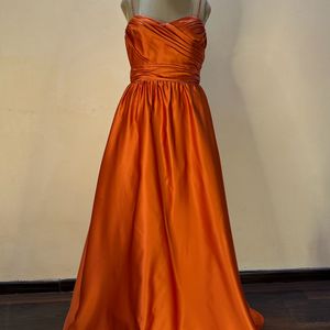 Rust orange Slip Dress With Cancan Layer