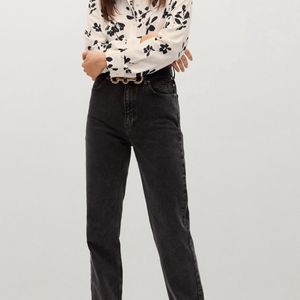 Floral Off White and Black Mango Shirt