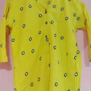 Yellow Bandhani Designed Formal kurti