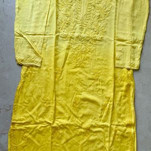 Yellow Lukhnowi Kurti