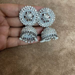 🔔silver Studded Jhumka