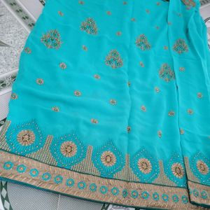 Desinger Full Worked Saree With Unstitched Blouse