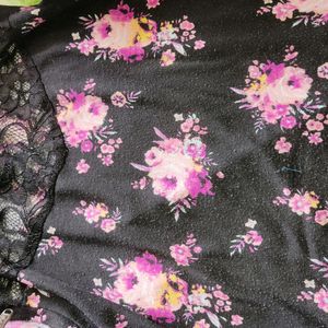 Beautiful Black Floral Print Top