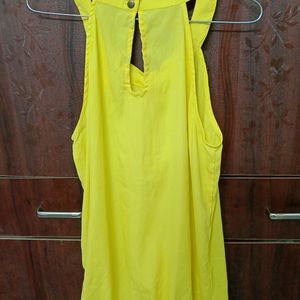 Pantaloons Yellow Spaghetti Neck Top(Size L)