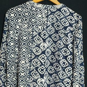 Vera Moda White With Navy Printed Women's  Top