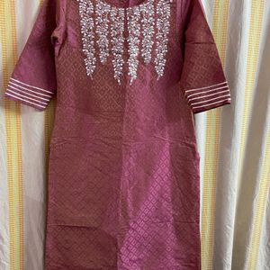 Magenta pink straight kurta