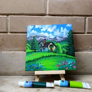 Mini Aesthetic Landscape Painting With Stand