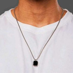 Mens Necklace, Black Onyx Necklace Silver Pendant