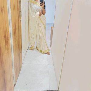 Silk Off White Saree