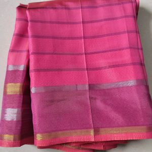 Pinkish Rose Poly Silk Saree New