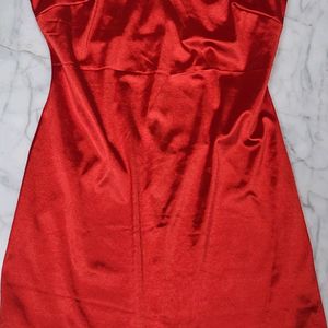 Mini Red Satin Dress