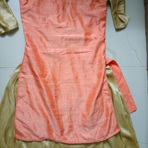 Elegant Orange Golden Kurti