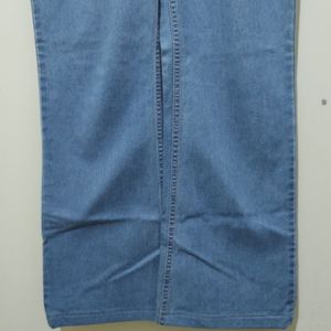 DFU light blue color denim high rise straight leg