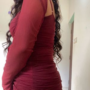 2 Piece Maroon Bodycon Dress