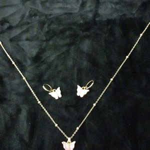 Butterfly Earings With Elegant Golden Chain