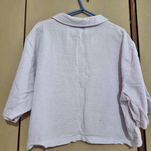 Lavender Colored Oversized Crop Shirt