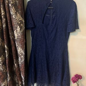 Blue Net Flared Dress