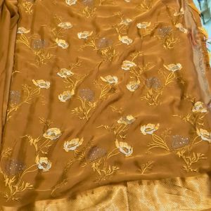 Mustard Chiffon Saree