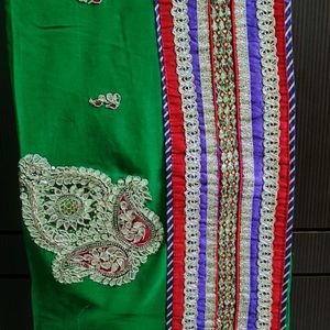 Dark Green Heavy Work Saree