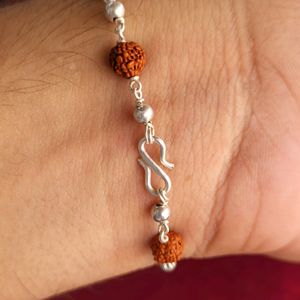 Silver Rudraksh Trendy Rakhi / Bracelet