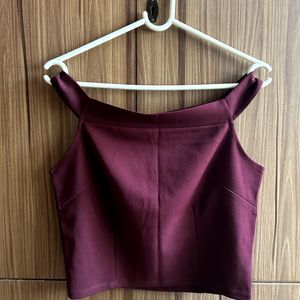 Off Shoulder Wine Crop Top