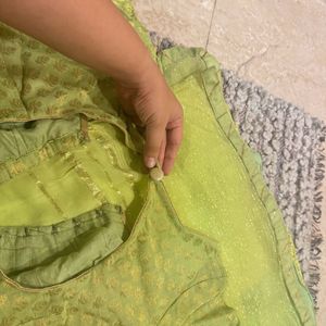 ZARI LINING SAREE + Backless Blouse 💚