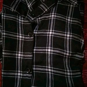 Women Checked Shirt Black And White