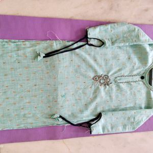 Blue Kurta Pant Set With Dupatta