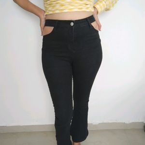 High Waist Trendy Side Cut Ball Bottom Jeans..,Boo