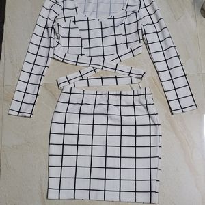 SHEIN black & white square textured Co-ord Set