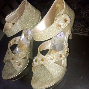 Golden High Heel Sandals