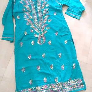 Chikenkari, Lakhnawi Kurti With Pant.