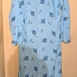 Sky Blue Floral Printed Kurti