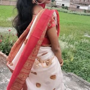 Red And White Saree