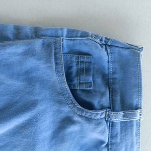 Light Blue Denim Shorts With Button Detailing