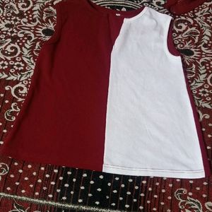 White And Maroon Crop Top