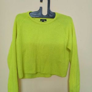 Neon Yellow Crop Sweat Shirt