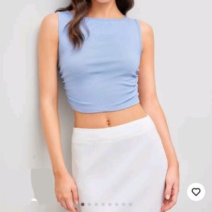 Boat Neck Solid Crop Tank Top