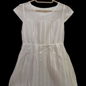 White Strips Dress