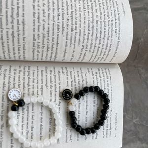 Clock Charm Black And White Bracelet For Bestfrien