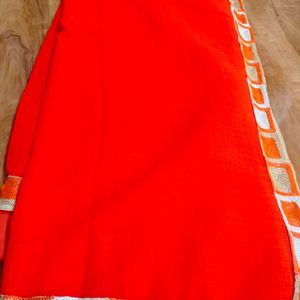 Orangish Colour Crepe Saree